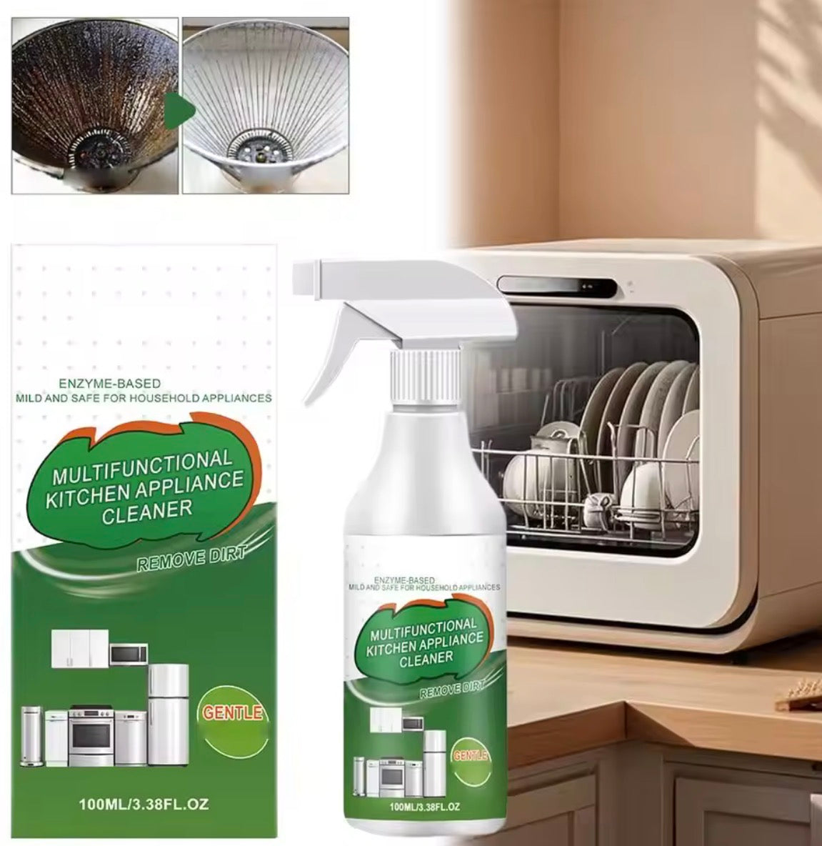 Problems Solved 2-piece foaming bathroom and kitchen remover spray with spray bottles, designed for cleaning surfaces and fixtures.