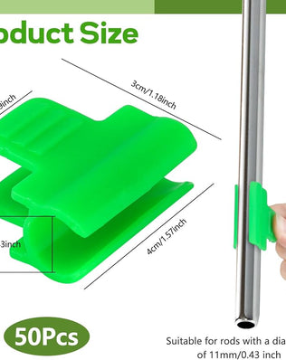 Pack of 50 Problems Solved greenhouse clamps, 11 mm diameter polytunnel clips for garden plant support and securing greenhouse coverings.