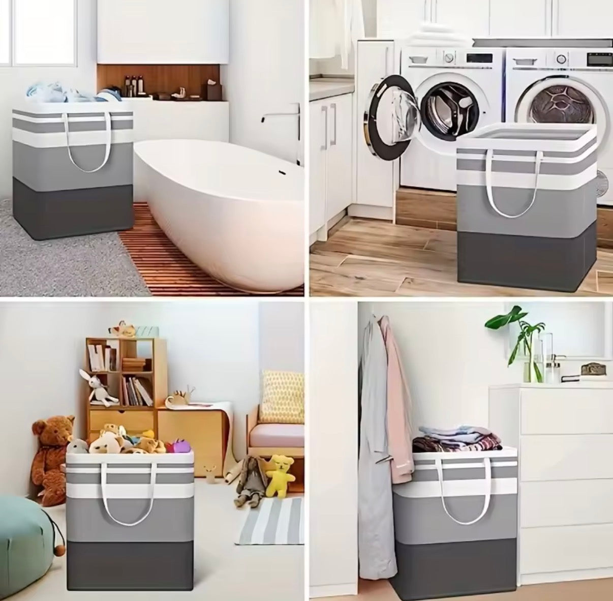 Problems Solved extra large waterproof laundry hamper with extended handle, foldable design and durable fabric for easy laundry storage.