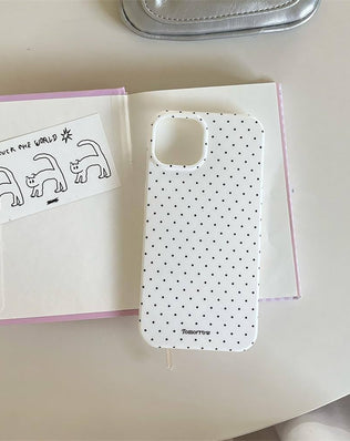 Problems Solved Reownest iPhone 13/14 case with cute polka dot pattern and aesthetic design, showing the protective phone cover.