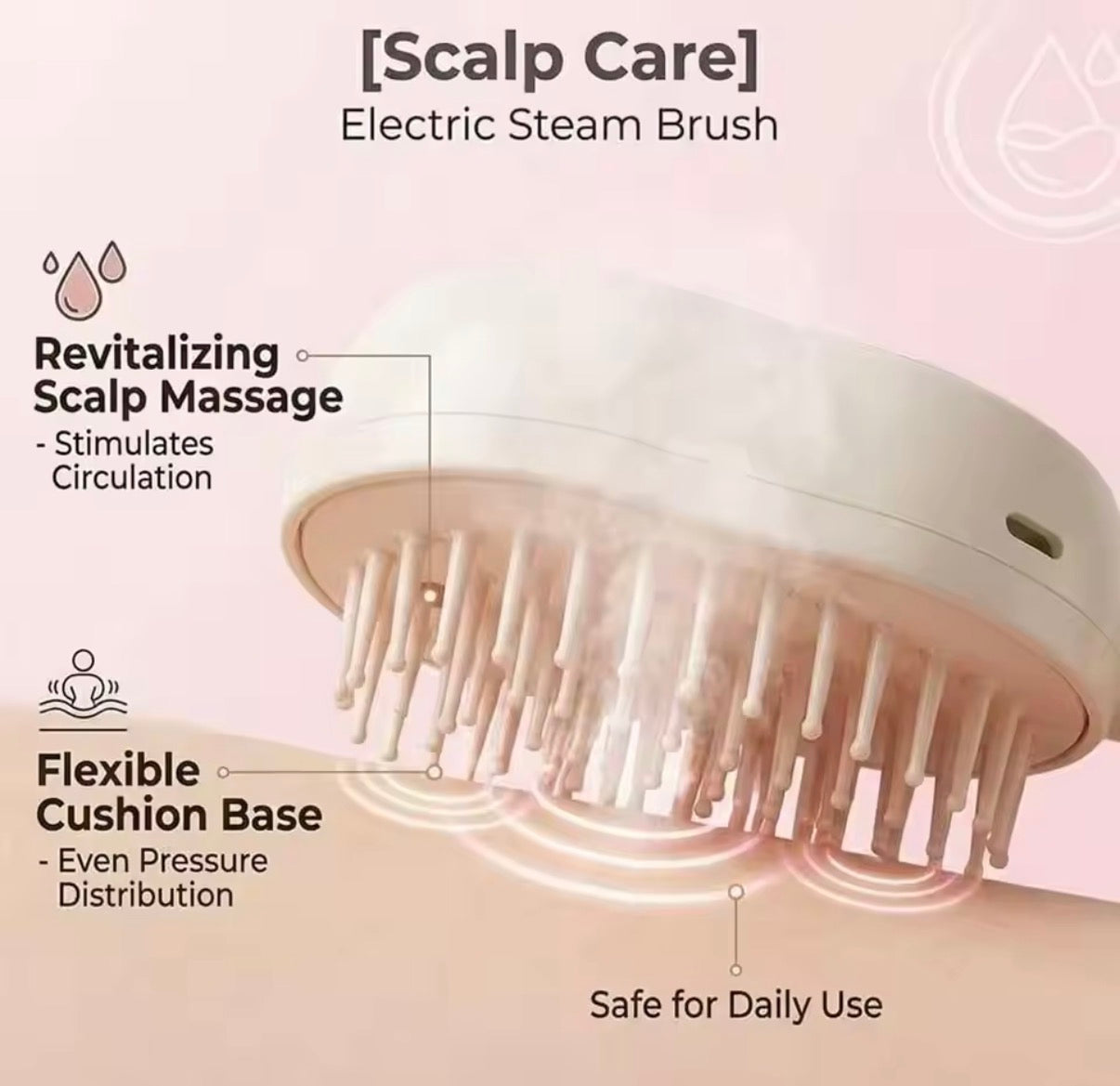 Problems Solved electric spray air massage comb with anti-tangle design and mist hair straightener brush for smooth, tangle-free hair.