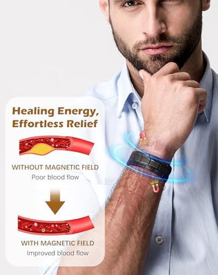 Solid copper magnetic bracelet for men with 3X ultra-strength magnets, featuring 3500 Gauss for therapeutic benefits.
