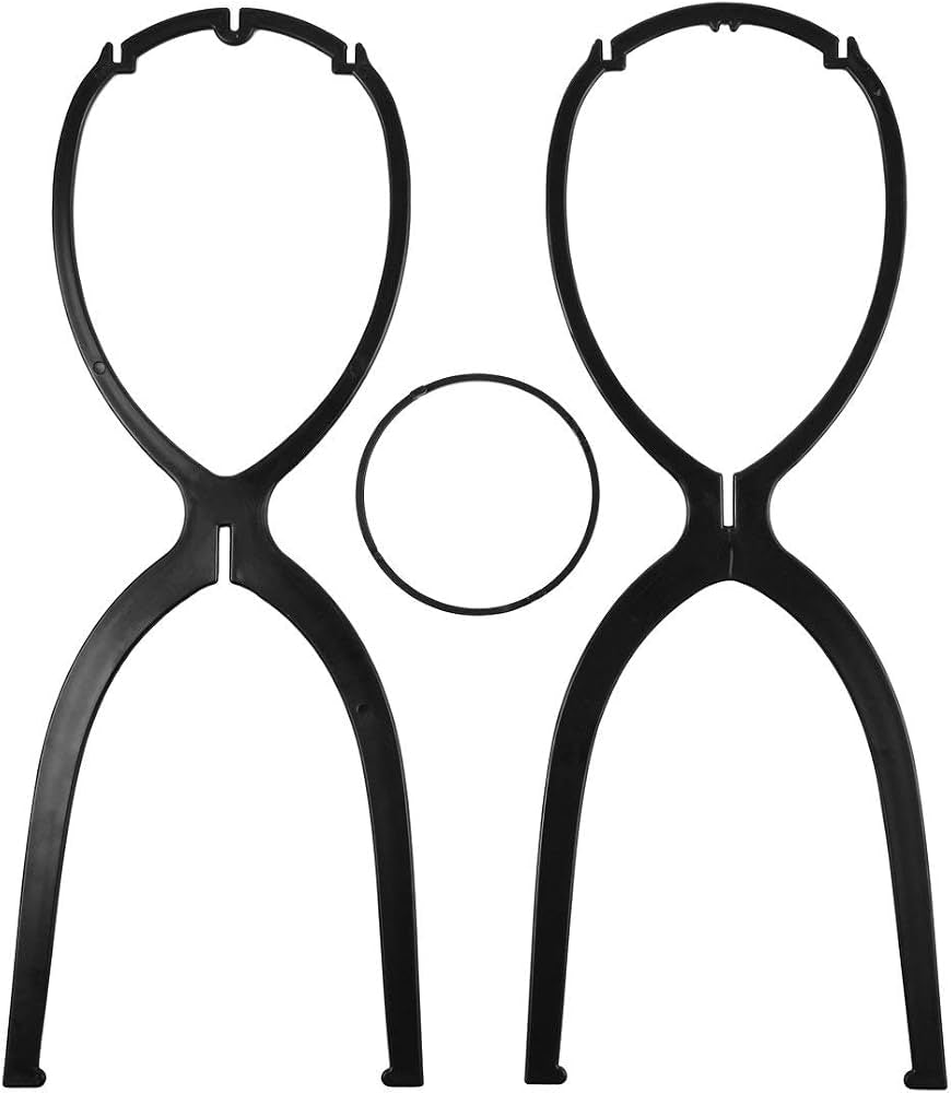 Three black tall wig stand heads for holding and styling wigs, from Problems Solved, shown on a white background.