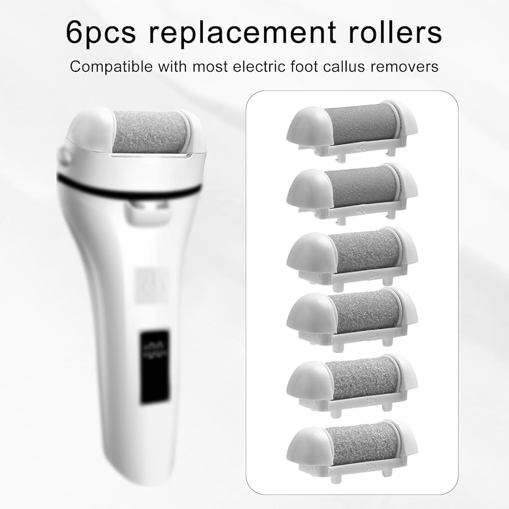 Problems Solved 6-pack replacement roller refill heads for pedicure foot files, ideal for foot callus removal and smoothing.