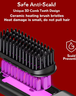 Electric Hair Straightener Brush Portable Fast Heating - Problems Solved
