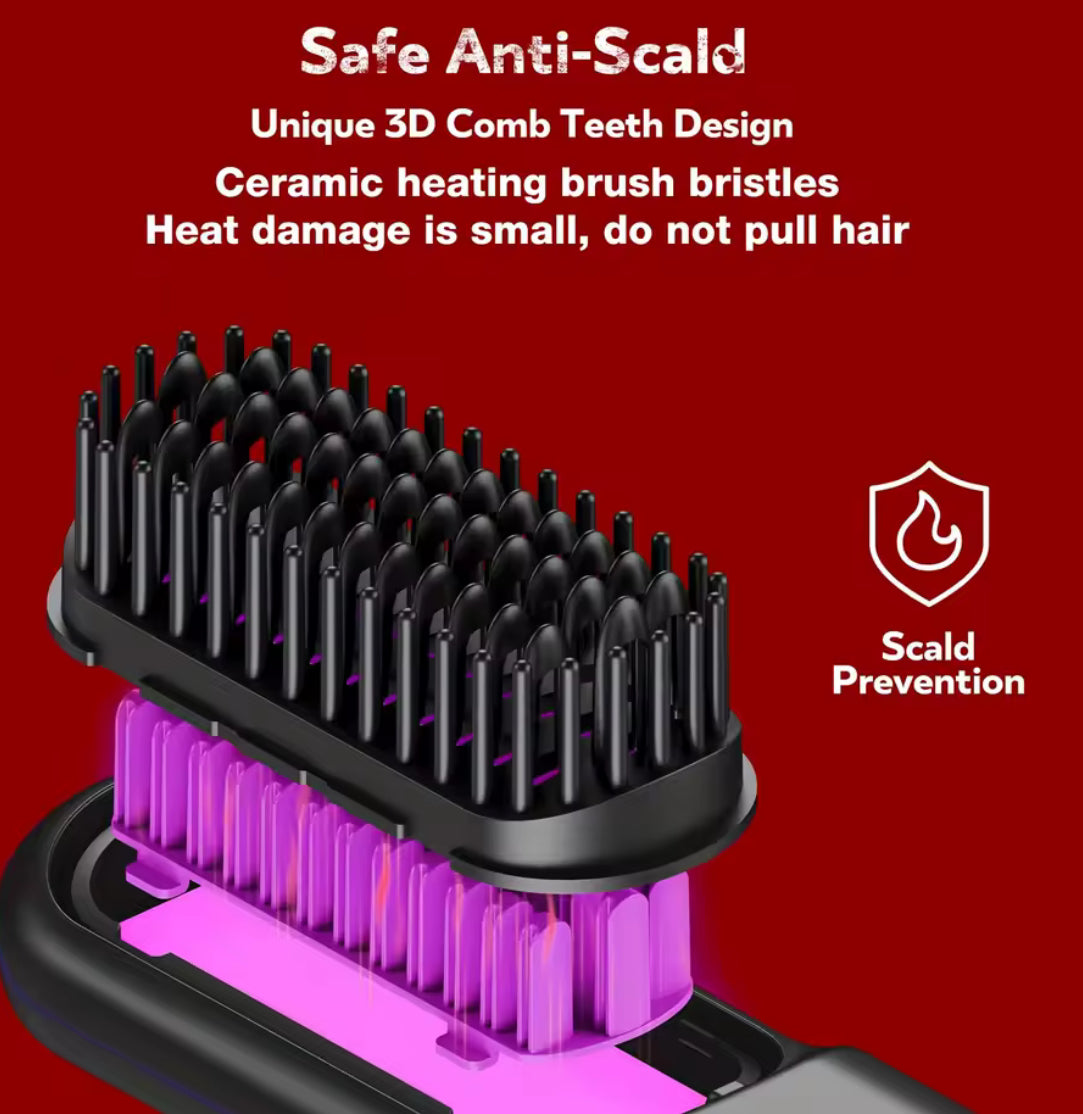 Electric Hair Straightener Brush Portable Fast Heating - Problems Solved