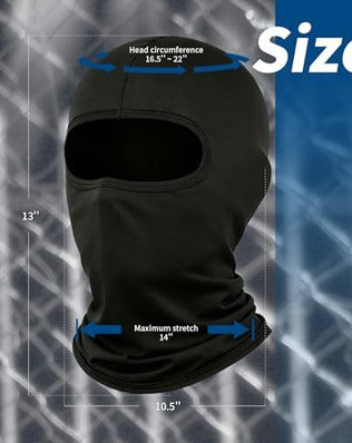 Problems Solved UV protection balaclava for men and women, ideal for motorcycle riding and snowboarding, designed for full face coverage.