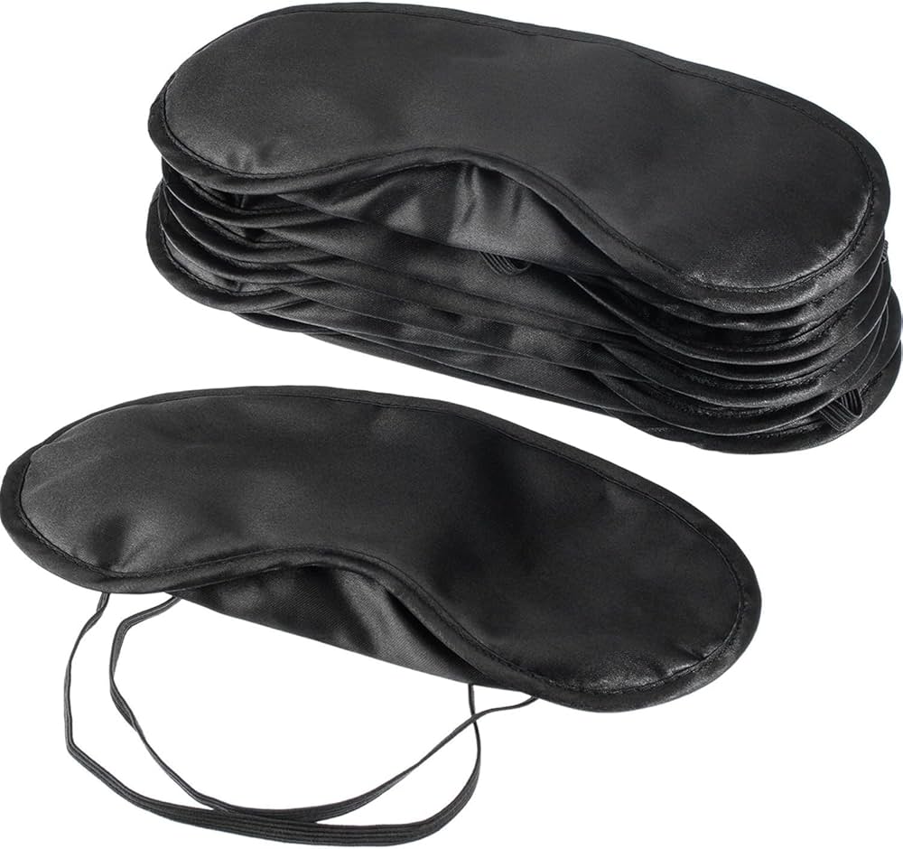 Problems Solved pack of 10 eye masks with nose cushions, soft sleep visors for travel and relaxation.