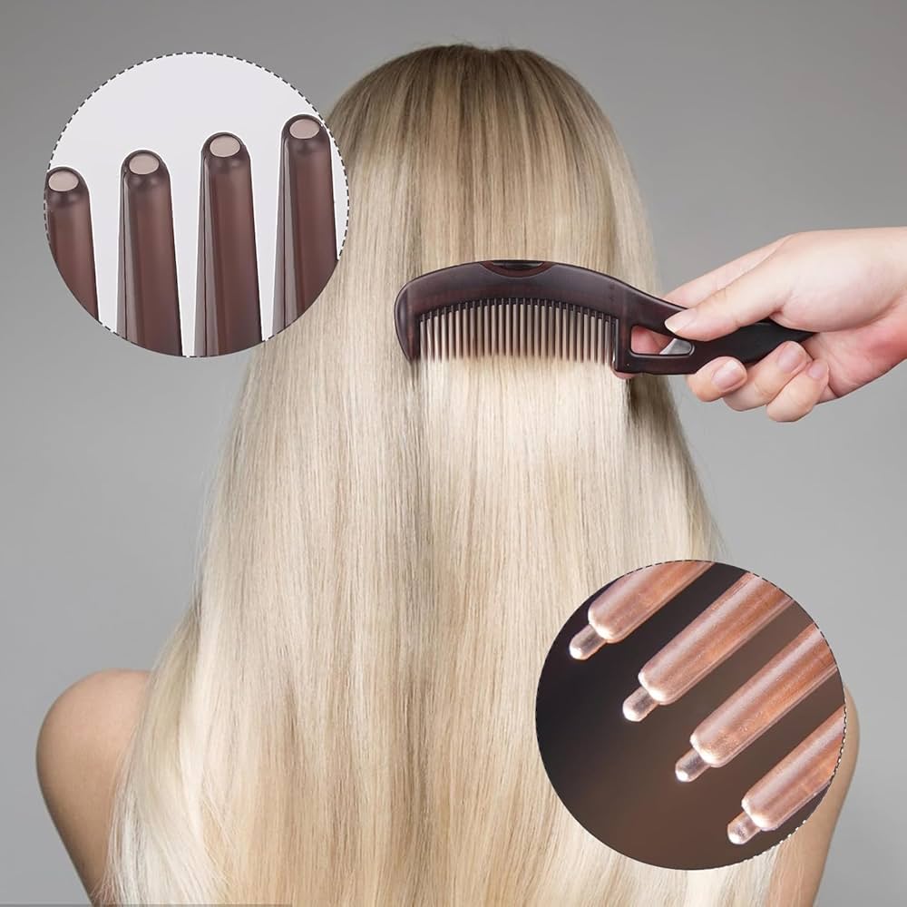 Brown Problems Solved dandruff comb with hollow teeth for scalp detox, psoriasis, lice, and multifunctional scalp care.
