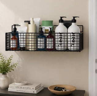 Problems Solved bathroom organiser with no-punch design, versatile toiletries storage for tidy bathroom organization