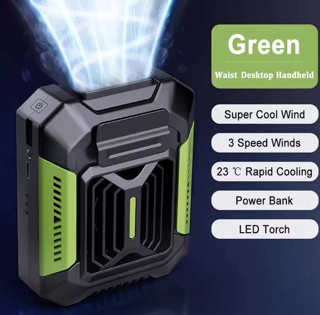 Portable Rechargeable Waist & Neck Fan with Light and Power Bank - Problems Solved