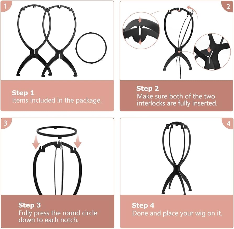 Problems Solved wig stand and wig head for short wigs, 2-pack, display and styling support for hairpieces