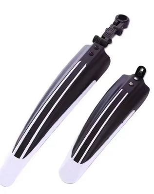 Two Problems Solved bicycle mudguards for mountain and road bikes, lightweight plastic fenders attached to prevent mud splashes.
