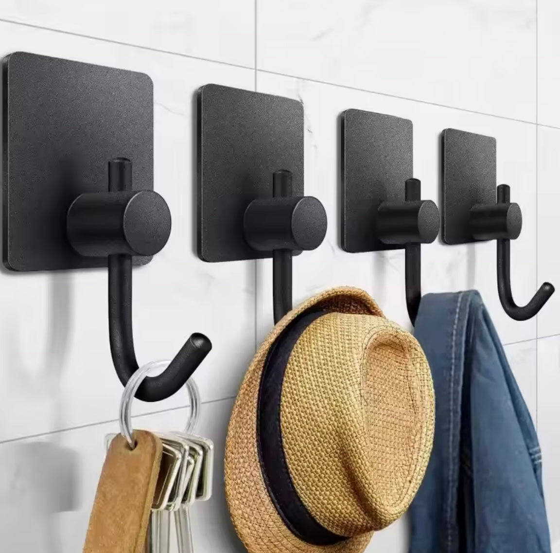 4PCS Stainless Steel Bathroom Robe Hooks Adhesive Wall Hook - Problems Solved
