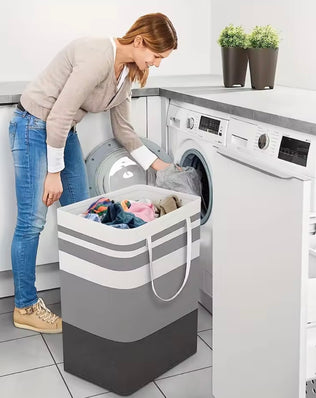 Problems Solved extra large waterproof laundry hamper with foldable design and extended handle, ideal for easy laundry organization.