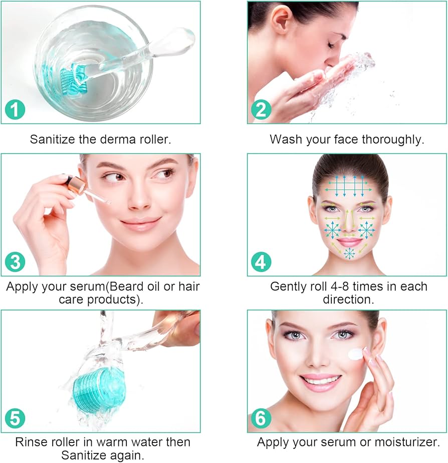 Problems Solved Derma Roller 1.0mm with individual titanium micro needles, showing the roller's fine needle tips for skin treatment.