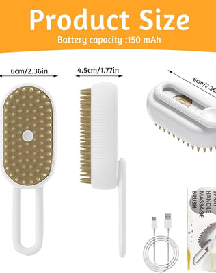 Problems Solved rechargeable 3-in-1 multifunctional cat grooming brush with ergonomic handle and bristles for gentle fur care.
