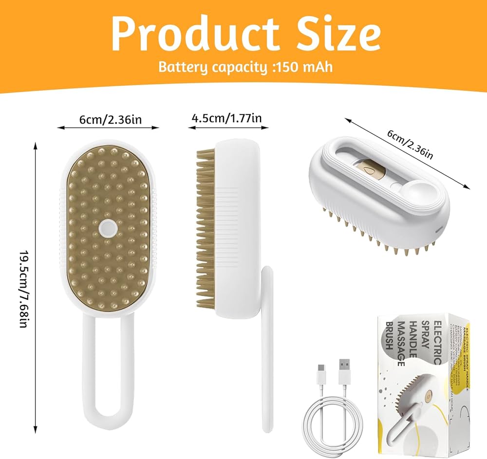 Problems Solved rechargeable 3-in-1 multifunctional cat grooming brush with ergonomic handle and bristles for gentle fur care.