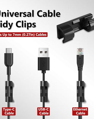 40-pack Problems Solved cable clips for wire management, adhesive cable holders for home and office organization.