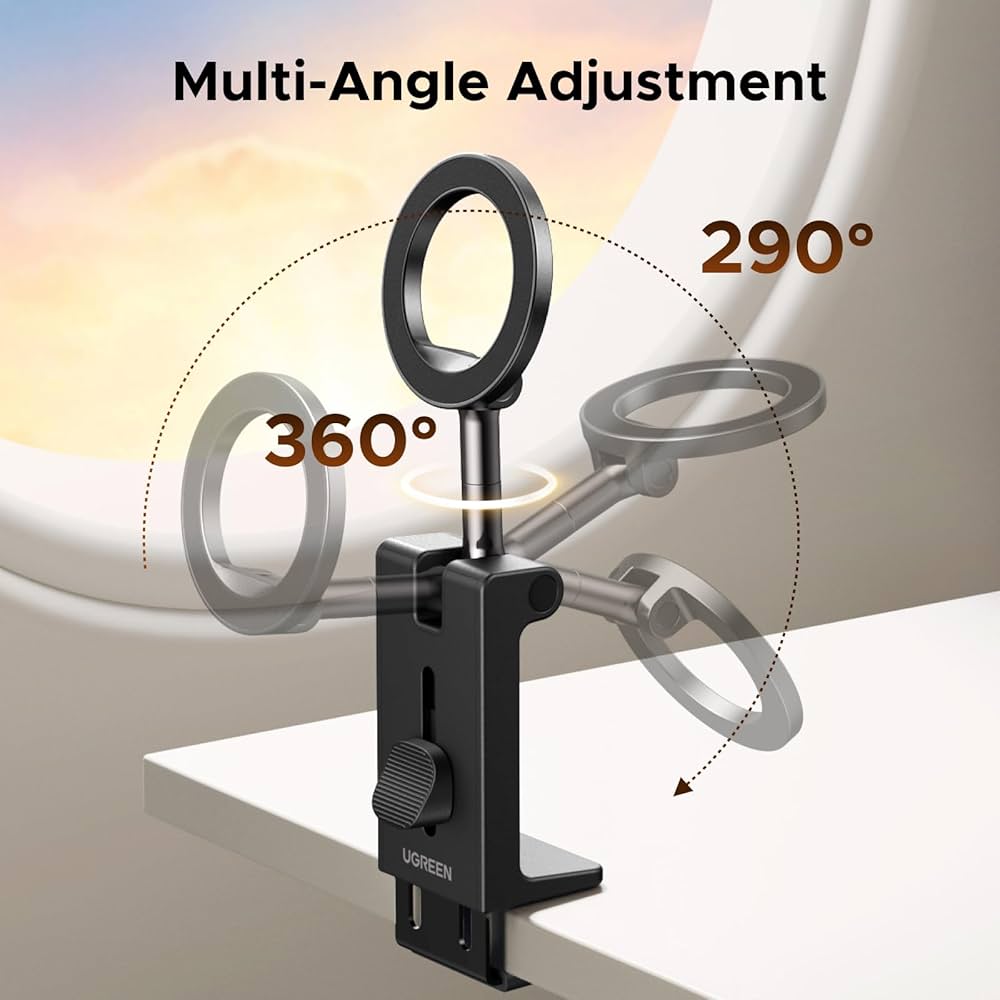Problems Solved airplane phone holder with MagSafe magnetic attachment, designed for travel and airplane use.