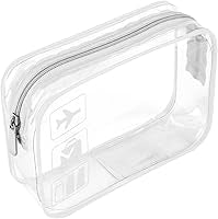 Problems Solved clear travel toiletry bag, TSA approved quart size carry-on liquid bag for airport security, transparent and lightweight.