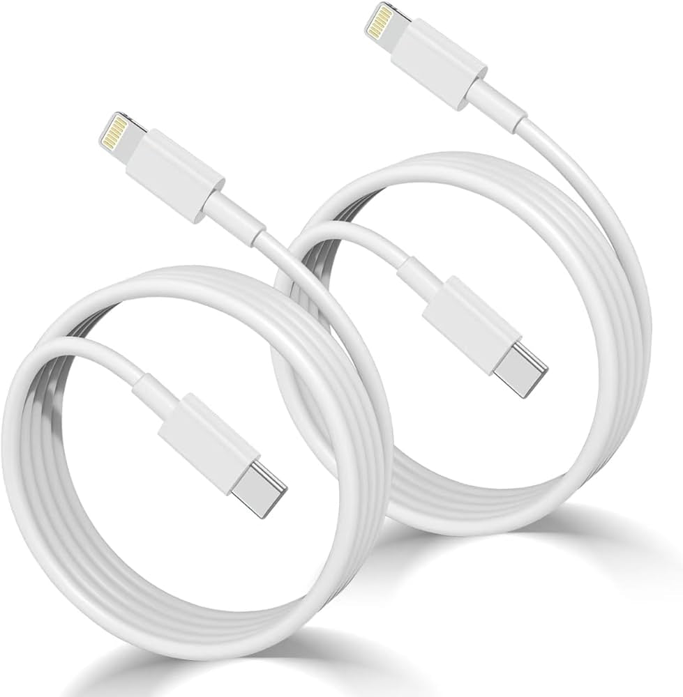 Problems Solved USB C to Lightning cable 1M, Apple MFi certified, fast charging iPhone cable, two-pack, black and white design.