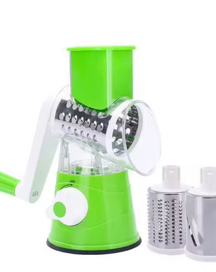 Problems Solved vegetable and fruit slicer and grater, benchtop drum cutter with multiple blades for efficient food preparation.