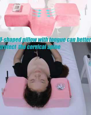 Memory foam eyelash extension pillow by Problems Solved, designed for comfortable neck support during beauty salon treatments.