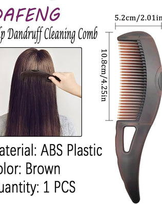 Problems Solved brown dandruff comb with hollow teeth for scalp detoxing, psoriasis, lice, and hair care.