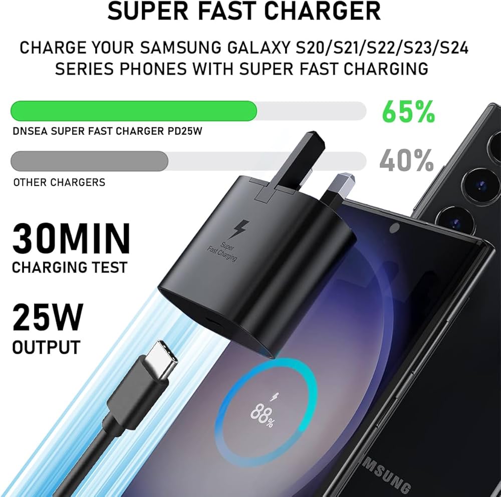 Galaxy A17|A17 5G/A16/A15/A15 5G Charger [25W] Super Fast Charger Plug For Samsung
