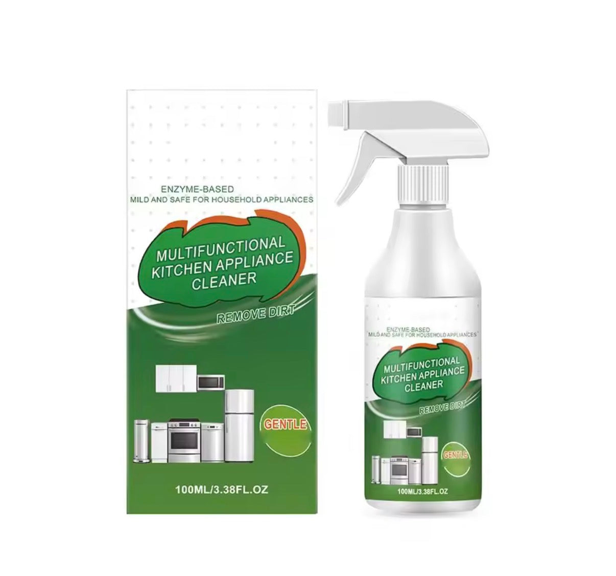 Problems Solved 2PCS kitchen and bathroom foaming remover spray, showing bottles of foam cleaner for tough grime and soap scum.