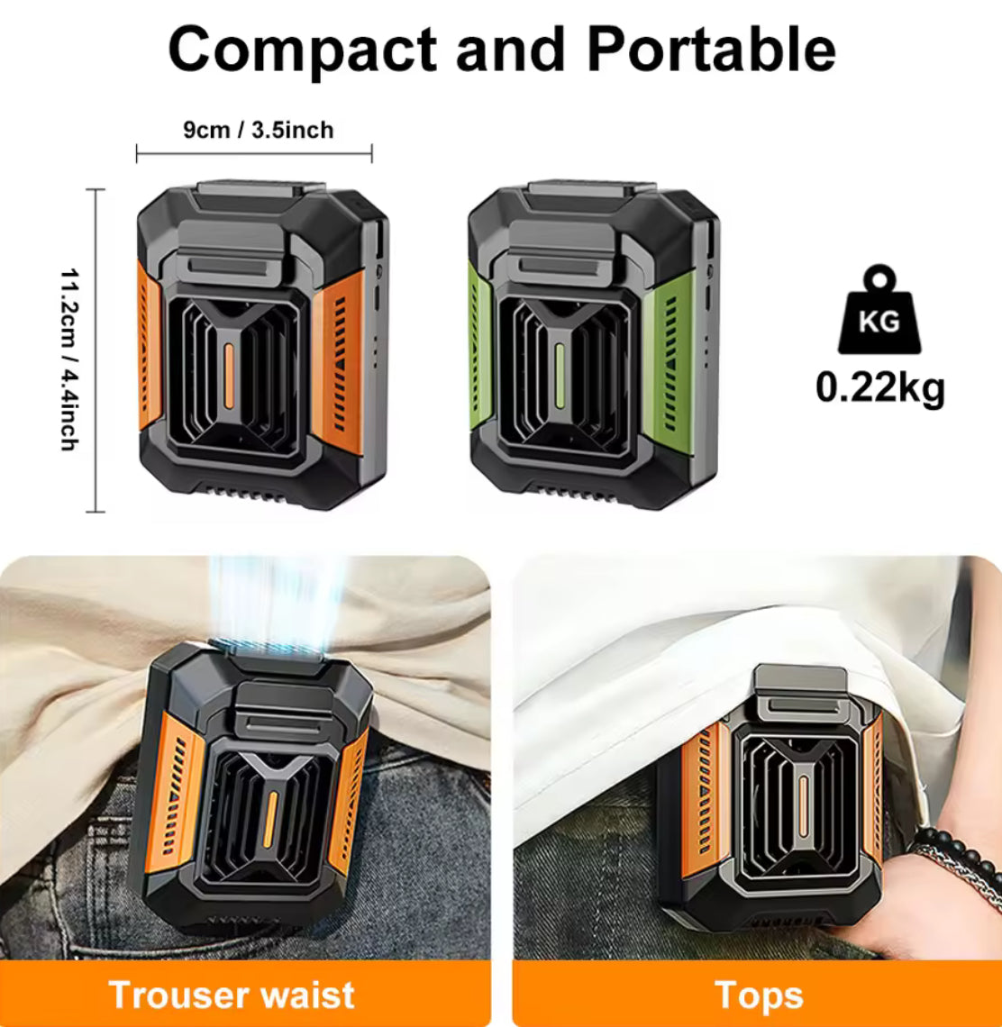 Portable Rechargeable Waist & Neck Fan with Light and Power Bank - Problems Solved