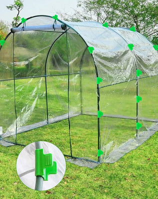 Pack of 50 Greenhouse Clamps by Problems Solved, 11mm diameter polytunnel clips for garden plant support and securing.