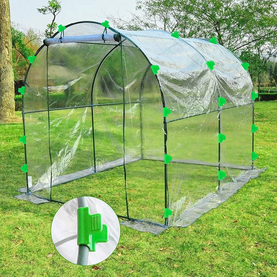 Pack of 50 Greenhouse Clamps by Problems Solved, 11mm diameter polytunnel clips for garden plant support and securing.