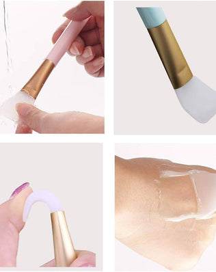 Three silicone face mask makeup brushes from Problems Solved, with soft handles and flexible bristles for skincare application.