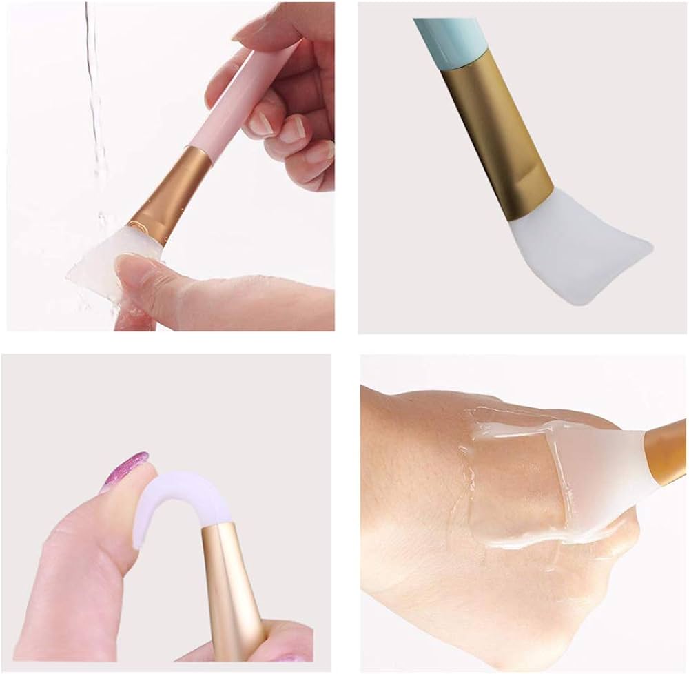 Three silicone face mask makeup brushes from Problems Solved, with soft handles and flexible bristles for skincare application.