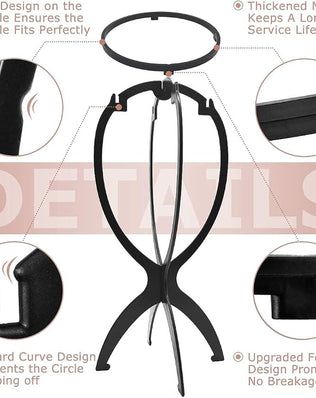 Two Problems Solved wig stands with short wig heads for styling and display, made of durable material in the image.