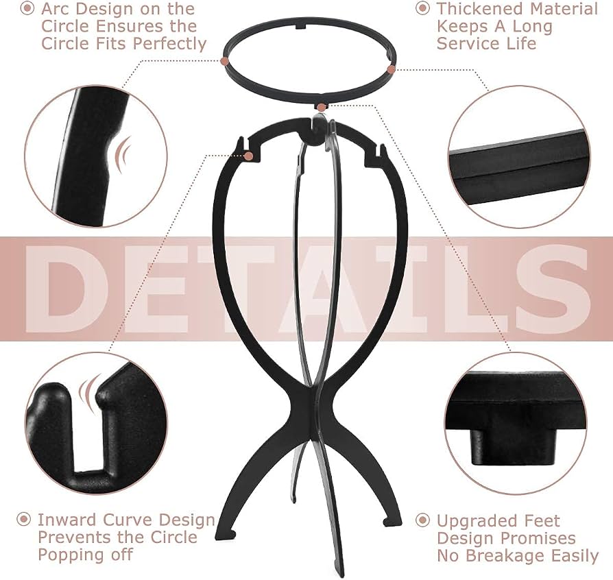 Two Problems Solved wig stands with short wig heads for styling and display, made of durable material in the image.
