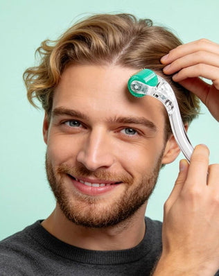 Problems Solved Derma Roller 1.0mm with individual titanium micro needles, showing the handheld device with fine needle tips.