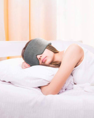 Handmade cotton sleep mask by Problems Solved, soft light-blocking eye mask for comfortable sleep and relaxation.