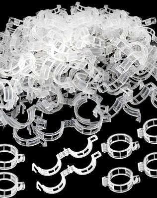 Problems Solved plant clips for climbing plants, 200-piece set with tomato hooks and trellis support for garden plants.