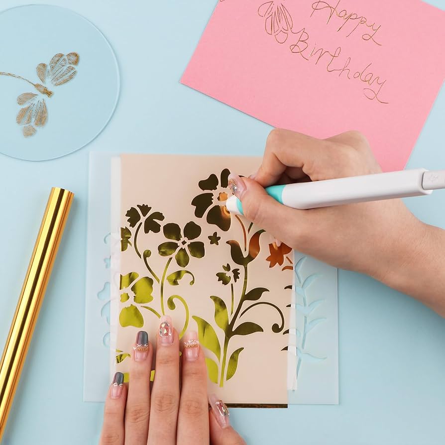 Problems Solved hot heated foil pens and foil roll set for card making, scrapbooking, and craft projects with detailed drawing tips.