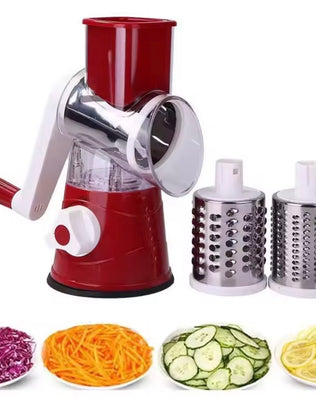 Problems Solved vegetable and fruit slicer and grater benchtop drum cutter with multiple blades for versatile kitchen use.