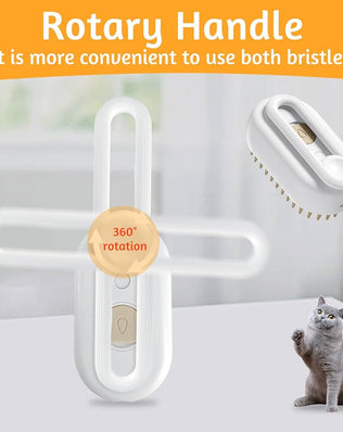 Rechargeable 3-in-1 multifunctional cat grooming brush by Problems Solved, showing the compact design with ergonomic handle and grooming tools.