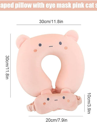 Problems Solved kids travel pillow with sleep eye mask, soft memory foam neck pillow designed for comfortable travel and sleep.
