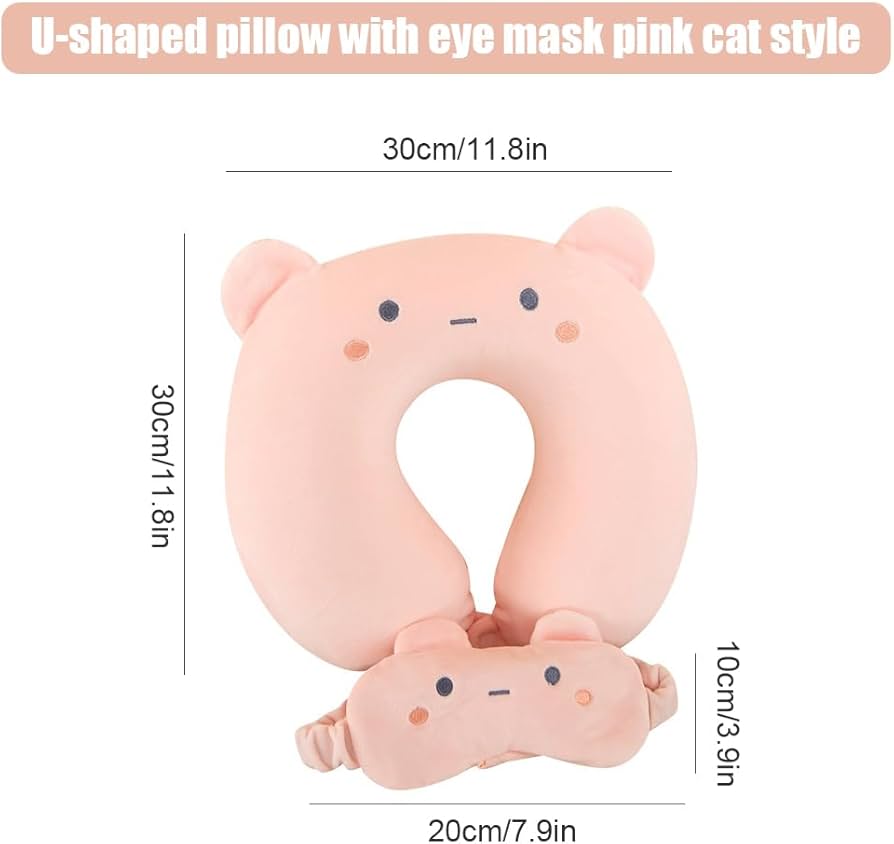 Problems Solved kids travel pillow with sleep eye mask, soft memory foam neck pillow designed for comfortable travel and sleep.