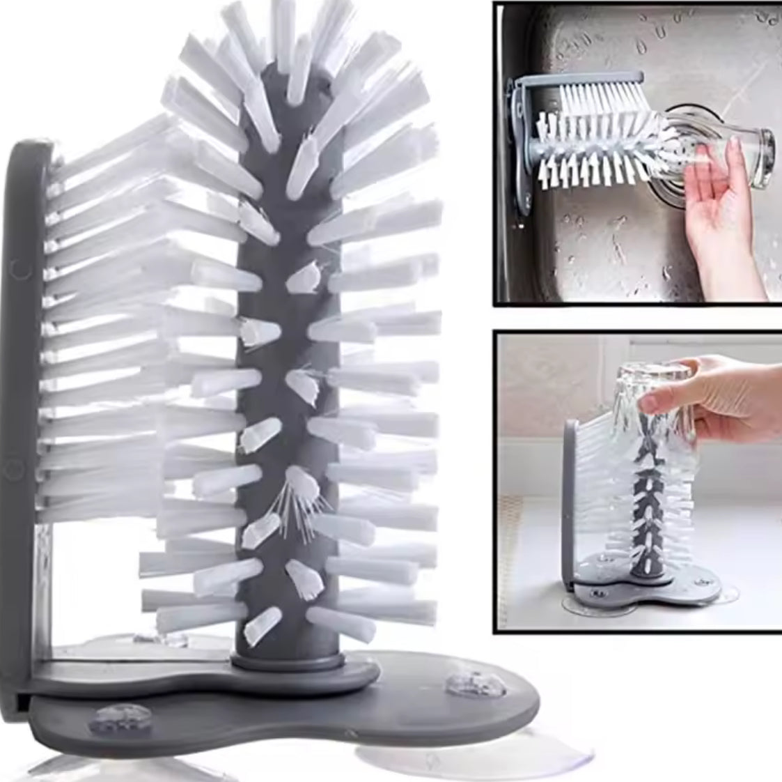 2-in-1 Suction Cup Glass & Bottle Scrubber for Sink - Problems Solved