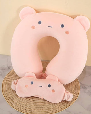 Problems Solved kids travel pillow with sleep eye mask, soft memory foam neck pillow designed for comfortable travel for children.