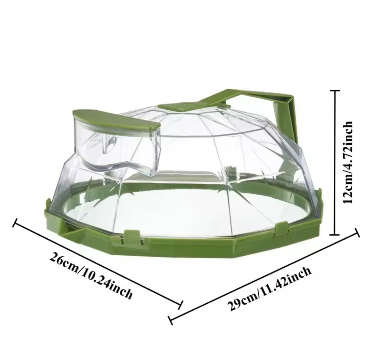 Clear Problems Solved microwave food cover with handle, splatter guard and water steamer for easy microwave food protection.
