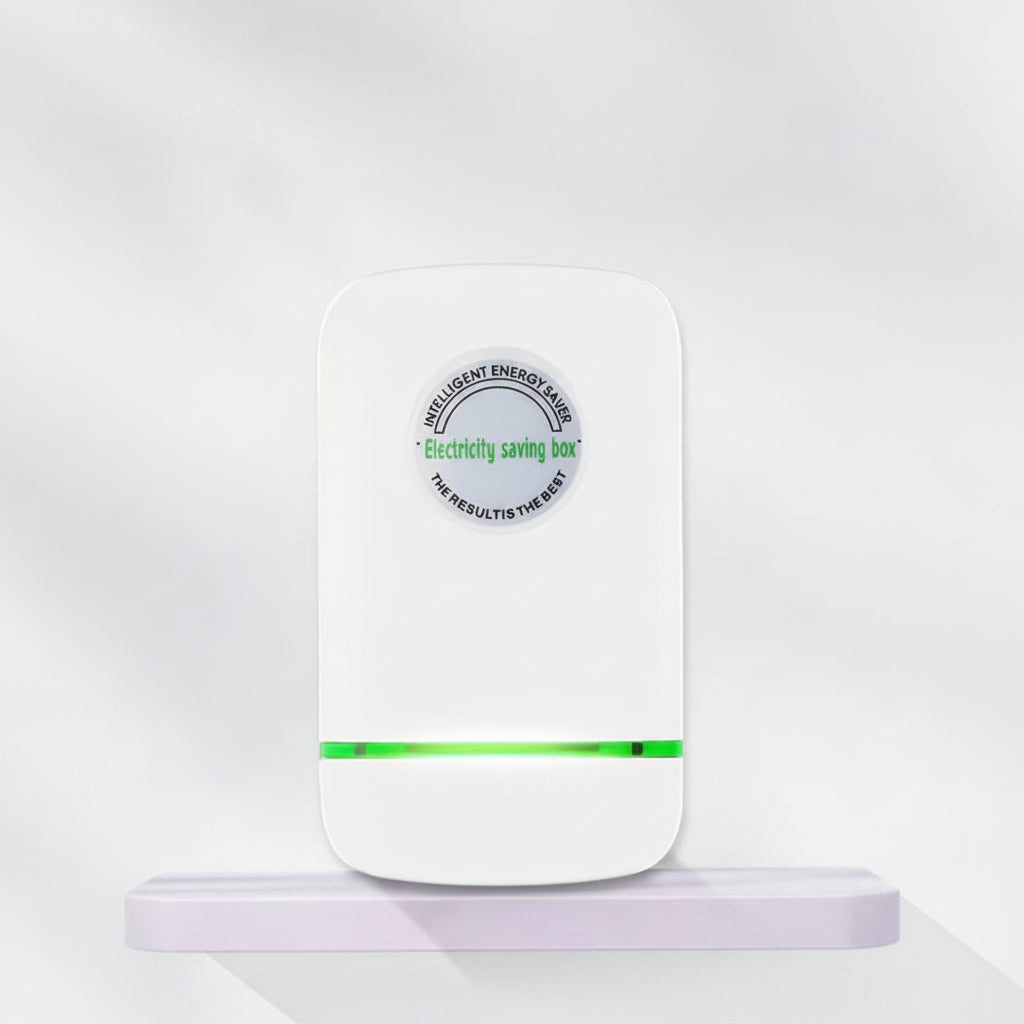 Problems Solved Pro Electricity Saving Box with EU plug, energy-saving device for home and office use, compact and easy to install